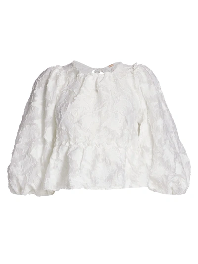 Shop Free People Women's Callie Puff-sleeve Appliqué Top In Ivory