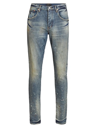 Shop Purple Brand Men's P002 Ripped Drop Fit Slim Jeans In Vintage Spotted Indigo