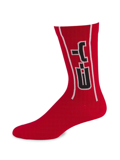 Shop Y-3 Ch2 Logo Socks In Scarlet Chalk White