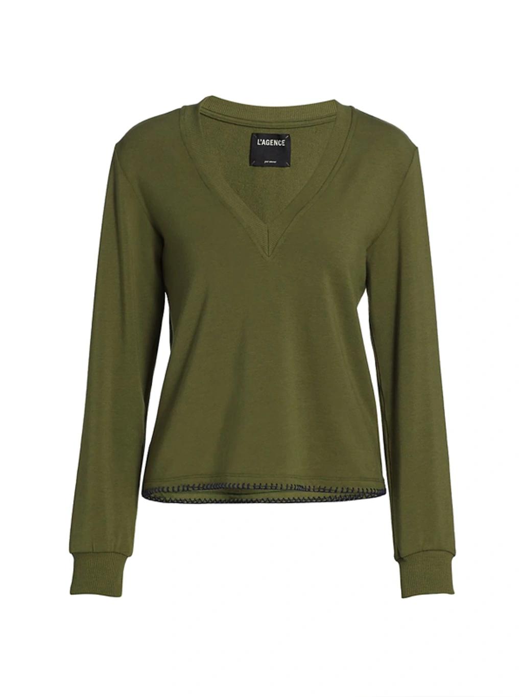 L'Agence Luxe Lounge Helena V-Neck purchases Sweatshirt Olive Women's Size XS