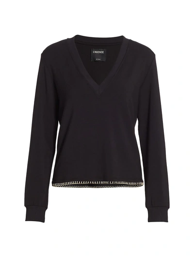 Shop L Agence Helena V-neck Sweatshrt In Black