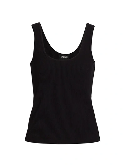 Shop L Agence The Iman Ribbed Tank Top In Black
