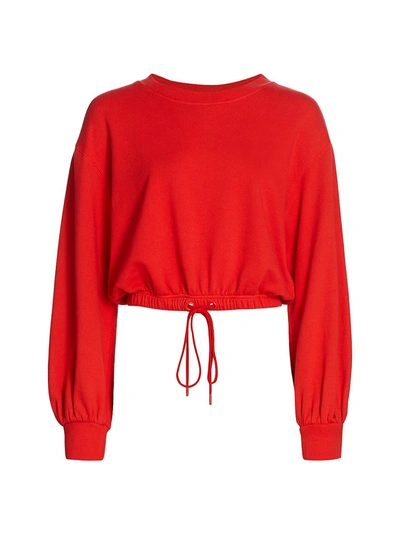 Shop Alice And Olivia Bernetta Drawstring Sweatshirt In Bright Poppy