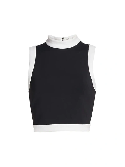 Shop Alice And Olivia Mory Sleeveless Crop Top In Black Off White