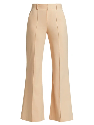 Shop Alice And Olivia Women's Paula High-rise Wool-blend Pintuck Flare Pants In Sepia
