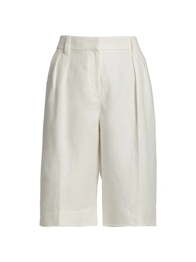 Shop Brunello Cucinelli Linen Bermuda Shorts In White