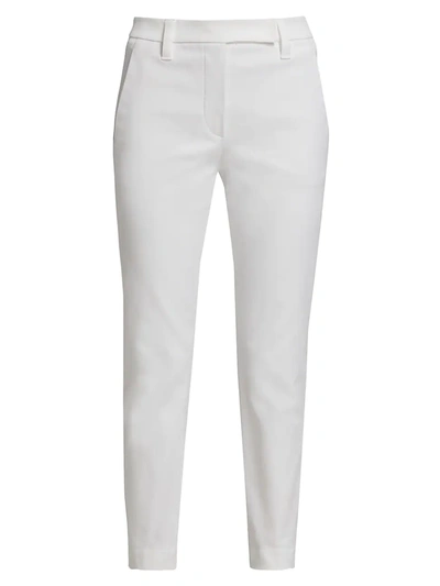 Shop Brunello Cucinelli Cotton Cover Stretch Skinny Pants In White