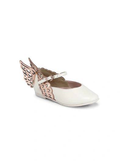 Shop Sophia Webster Little Girl's & Girl's Evangeline Metallic Ballet Slippers In White Rose Gold