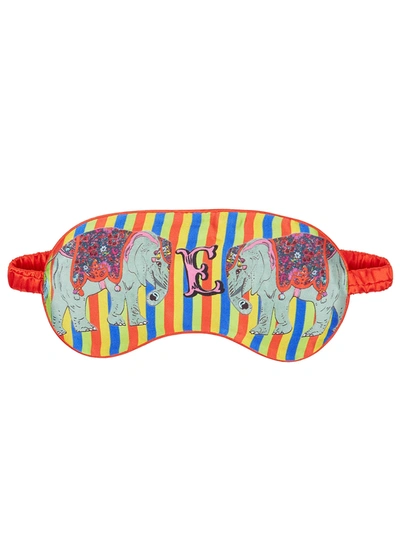 Shop Jessica Russell Flint E For Elephant Printed Silk Eye Mask In Yellow