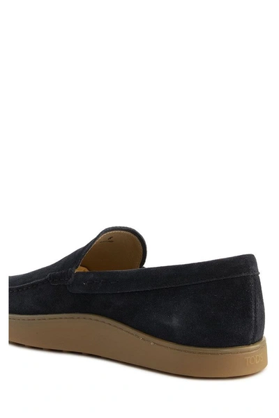 Shop Tod's Slipper Loafers In Suede In Blue