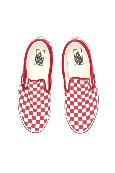 Shop Vans Checkerboard Classic Slip-ons In Rumba Red True White