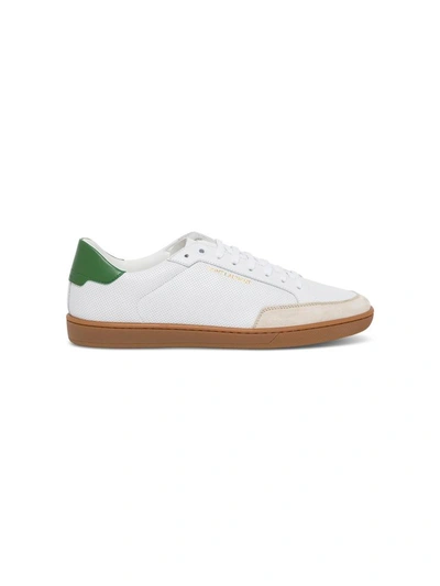 Shop Saint Laurent Court Classic Sneakers In Perforated Leather In White