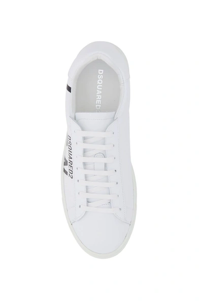 Shop Dsquared2 Icon Logo New Tennis Leather Sneakers In Bianco Nero