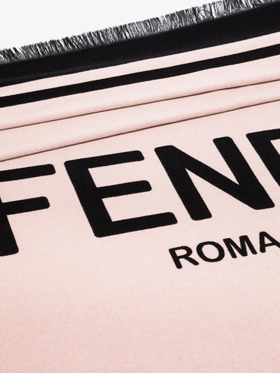 Shop Fendi Pink Logo Throw In Black