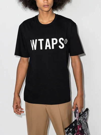 Shop Wtaps Wtuva Cotton Logo T-shirt In Black