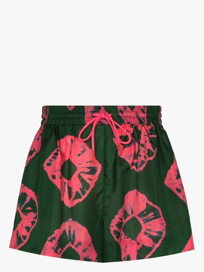 Shop Zimmermann Poppy Tie-dye Silk Shorts In Green