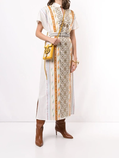 Shop Tory Burch Ribbon Embellished Caftan Dress In Neutrals