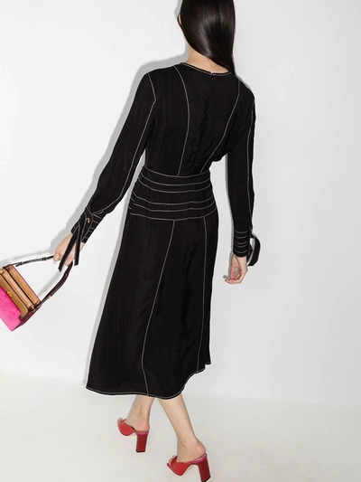 Shop Rejina Pyo Linda Contrast-stitching Midi Dress In Black