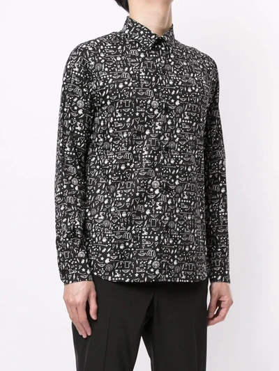 Shop Agnès B. Graphic Print Shirt In Black