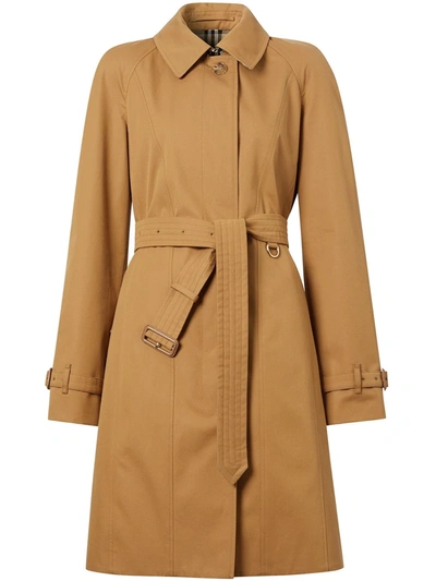 Shop Burberry Single-breasted Belted Coat In Neutrals