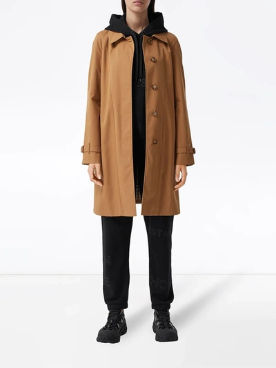 Shop Burberry Single-breasted Belted Coat In Neutrals