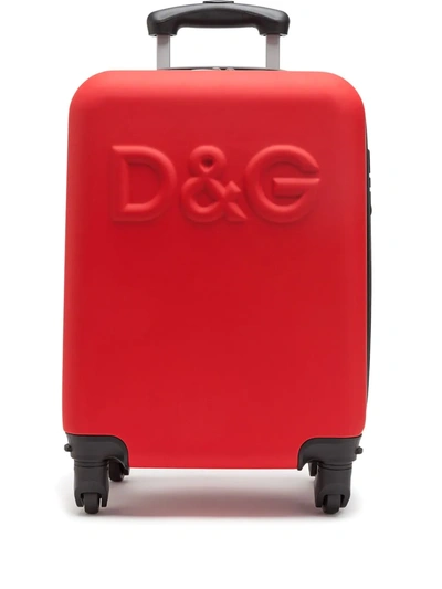 Shop Dolce & Gabbana Logo-emobbsed Travel Suitcase In Red