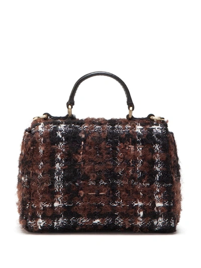 Shop Dolce & Gabbana Lamé Tweed Tote Bag In Brown