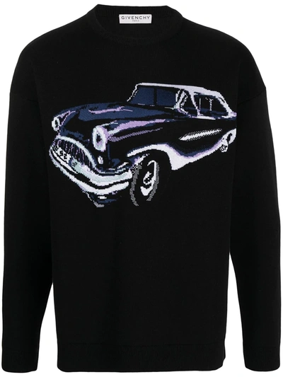 Shop Givenchy Car Motif Intarsia-knit Jumper In Black