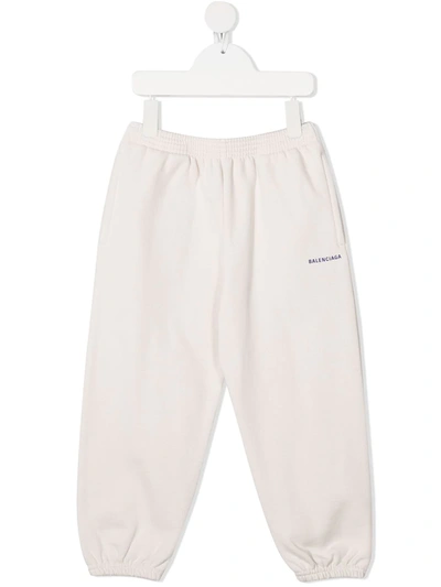Shop Balenciaga Logo-print Track Trousers In Neutrals