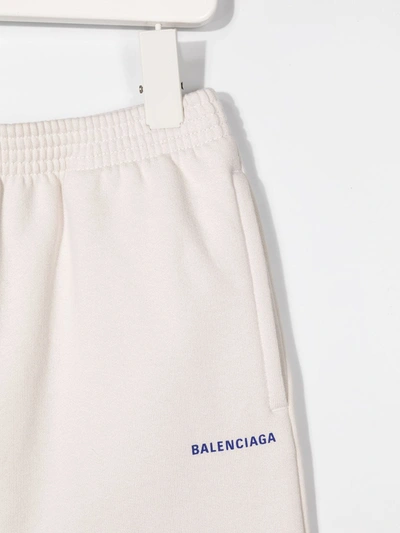 Shop Balenciaga Logo-print Track Trousers In Neutrals