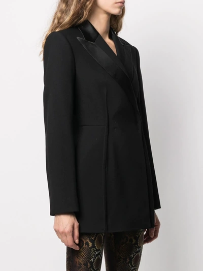 Shop Versace Double-breasted Tailored Blazer In Black
