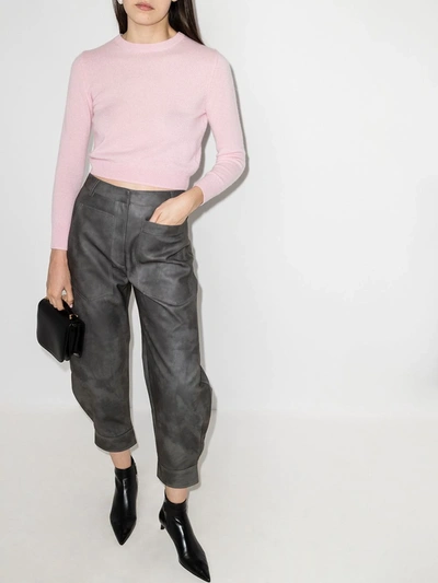 Shop Tibi Tie-dye Tapered-leg Cropped Trousers In Grey