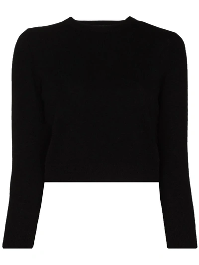 Shop Tibi Cropped Cashmere Jumper In Black