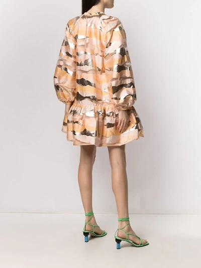 Shop Stine Goya Abstract-pattern Peplum-hem Dress In Orange