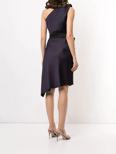 Pre-owned Lanvin Belted One-shoulder Dress In Purple