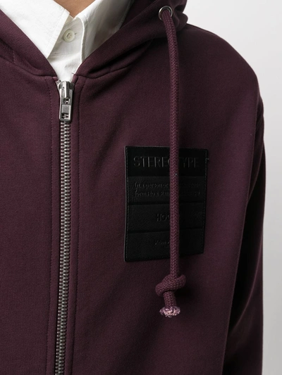 Shop Maison Margiela Logo-patch Drawstring Hoodie In Purple