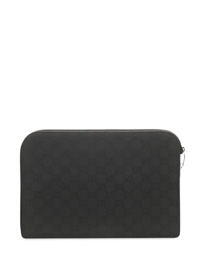 Pre-owned Gucci Gg Supreme Ipad Case In Black