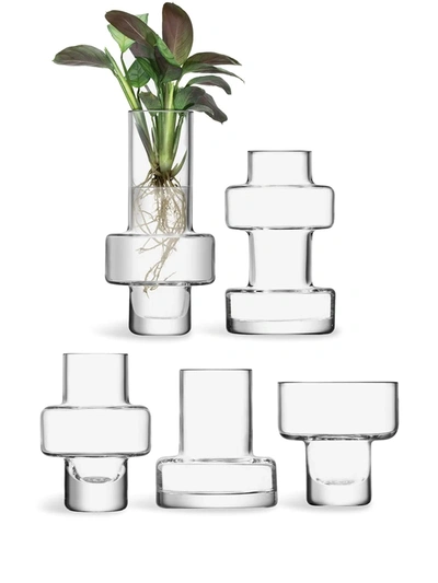 Shop Lsa International Metropole Vases (set Of 5) In White