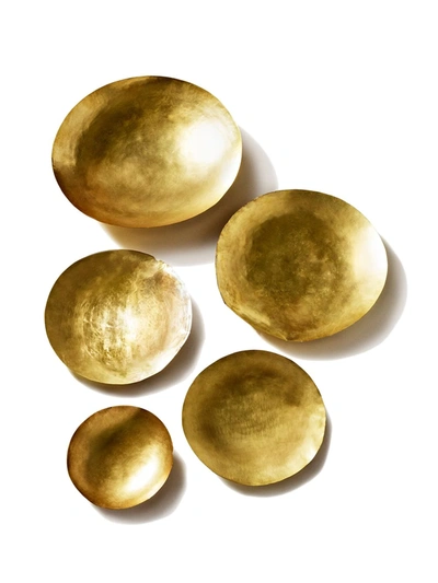 Shop Tom Dixon Large Form Set Of Five Bowls In Gold