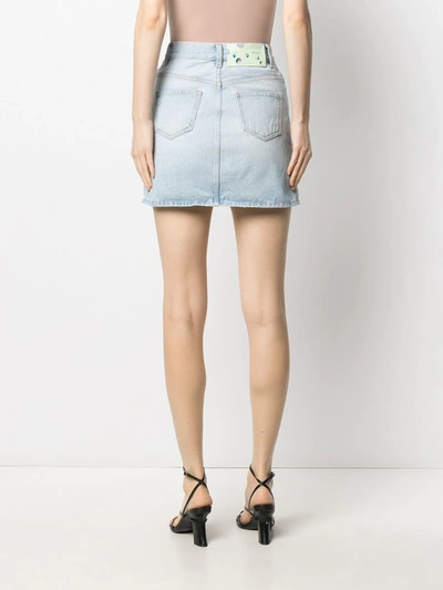 Shop Off-white High-waist Denim Mini Skirt In Blue