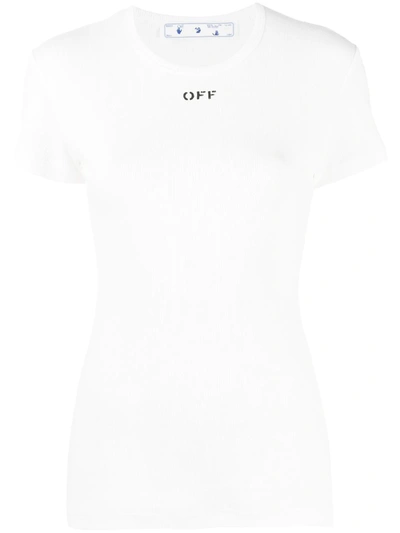 Shop Off-white Basic Ribbed T-shirt In White