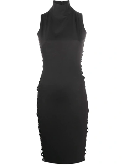 Shop Murmur Lace-up Embellished Fitted Dress In Black