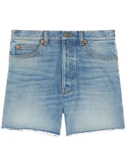 Shop Gucci X Disney Eco Denim Shorts In Blue