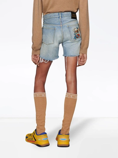 Shop Gucci X Disney Eco Denim Shorts In Blue
