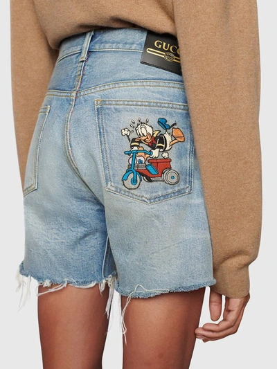 Shop Gucci X Disney Eco Denim Shorts In Blue