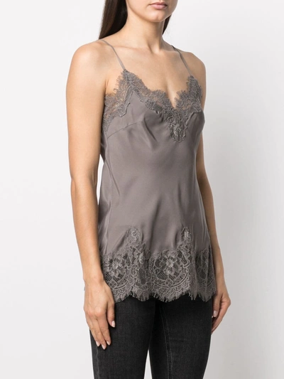 Shop Gold Hawk Floral Lace Trim Top In Neutrals