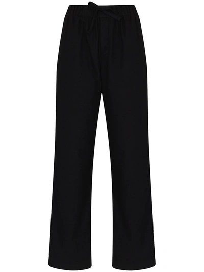 Shop Tekla Straight-leg Cotton Pyjama Trousers In Black