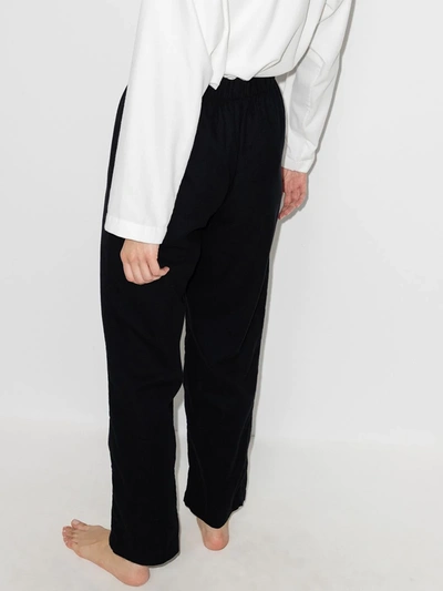 Shop Tekla Straight-leg Cotton Pyjama Trousers In Black