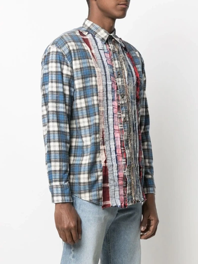 Needles Ribbon Patchwork Flannel Shirt In Blue