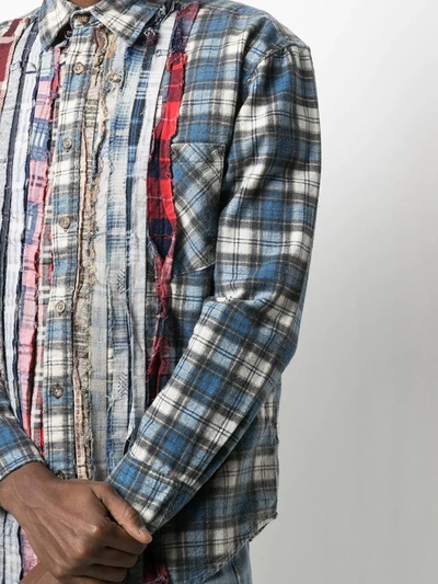Needles Ribbon Patchwork Flannel Shirt In Blue